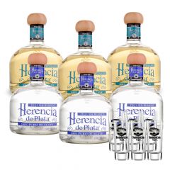 PACK HERENCIA PLATA: 3 BLCO+3 REPOSADO+6 VASOS TEQ